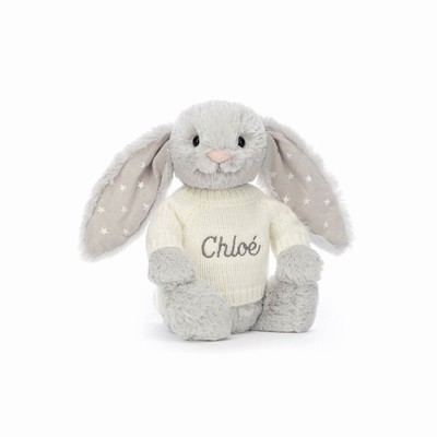 Jellycat Bashful Shimmer Bunny with Cream Jumper UK | 52079HJPI